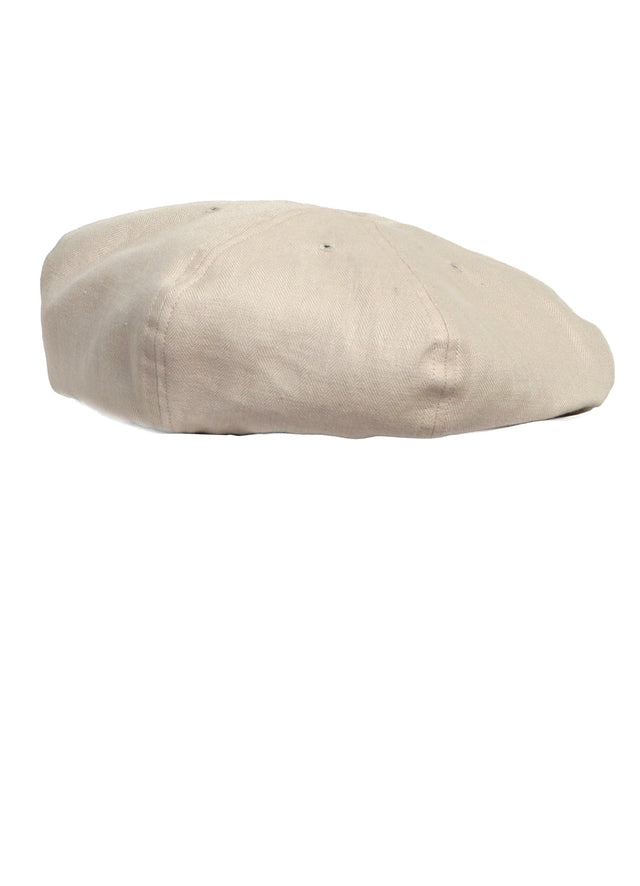 Linen Herringbone Beret | Light Beige