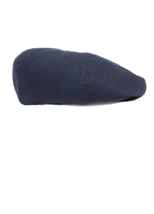Linen Herringbone Beret | Dark Indigo