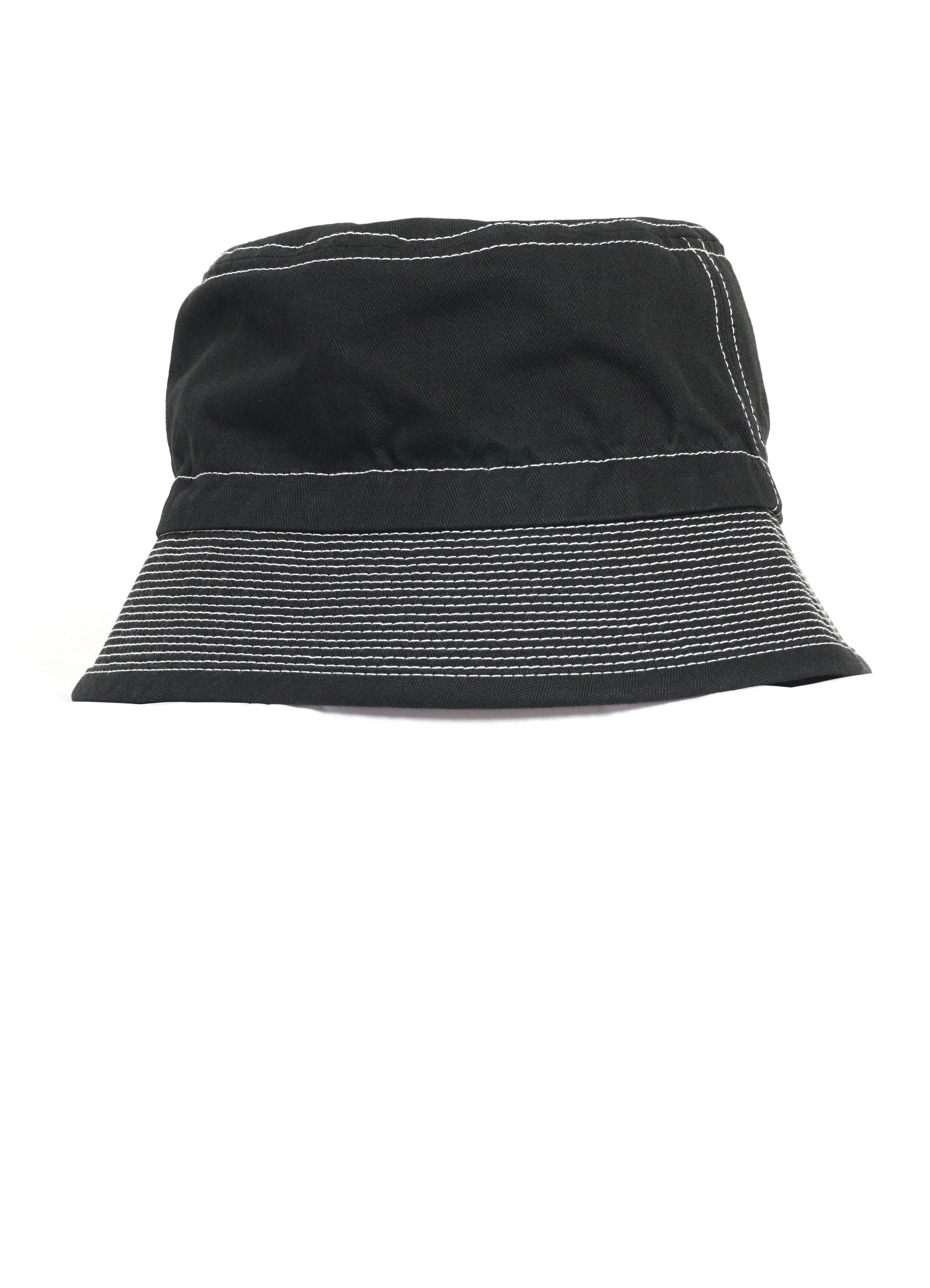 Cotton Herringbone Bucket Hat | Black
