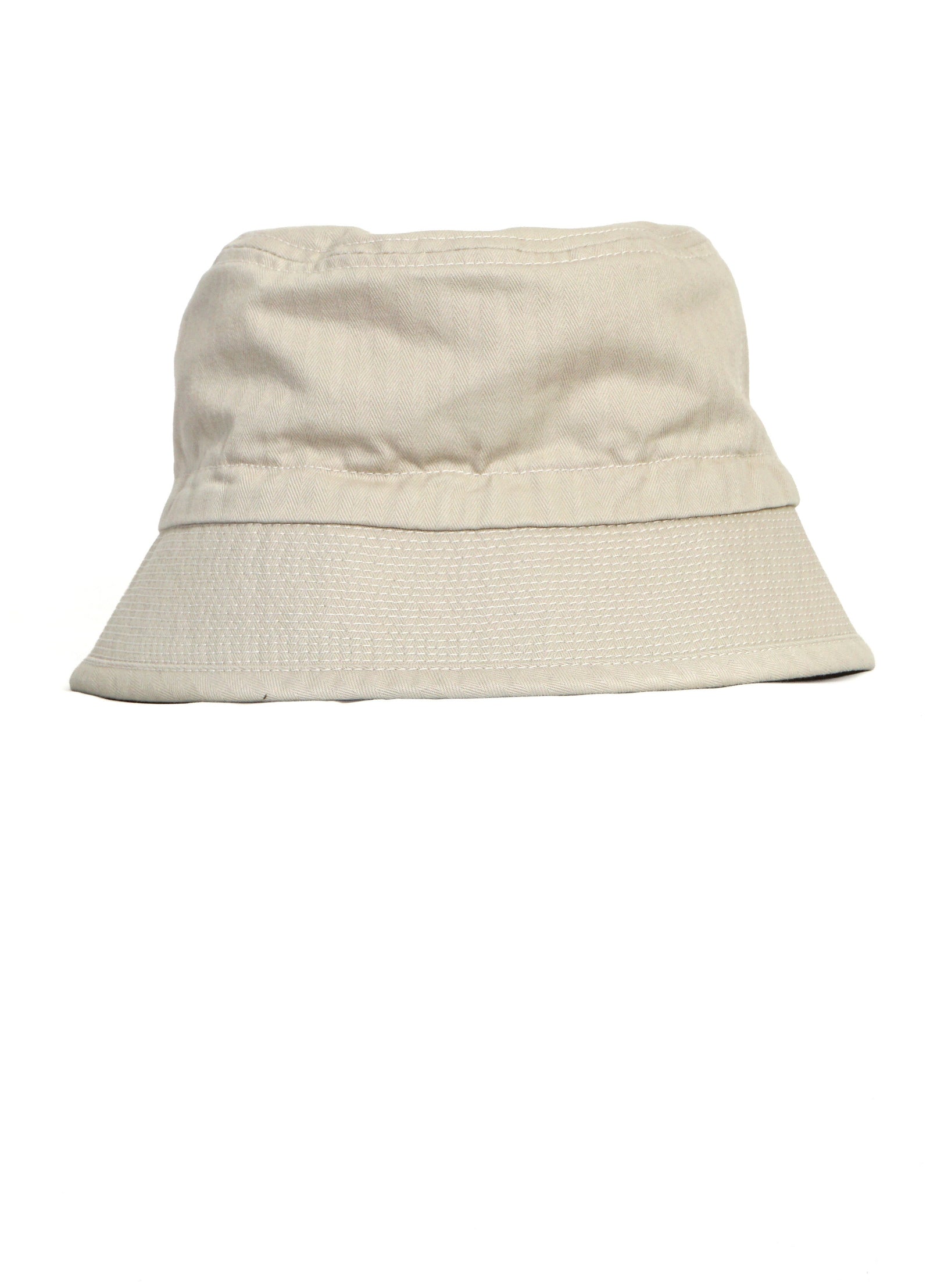 Cotton Herringbone Bucket Hat | Ivory