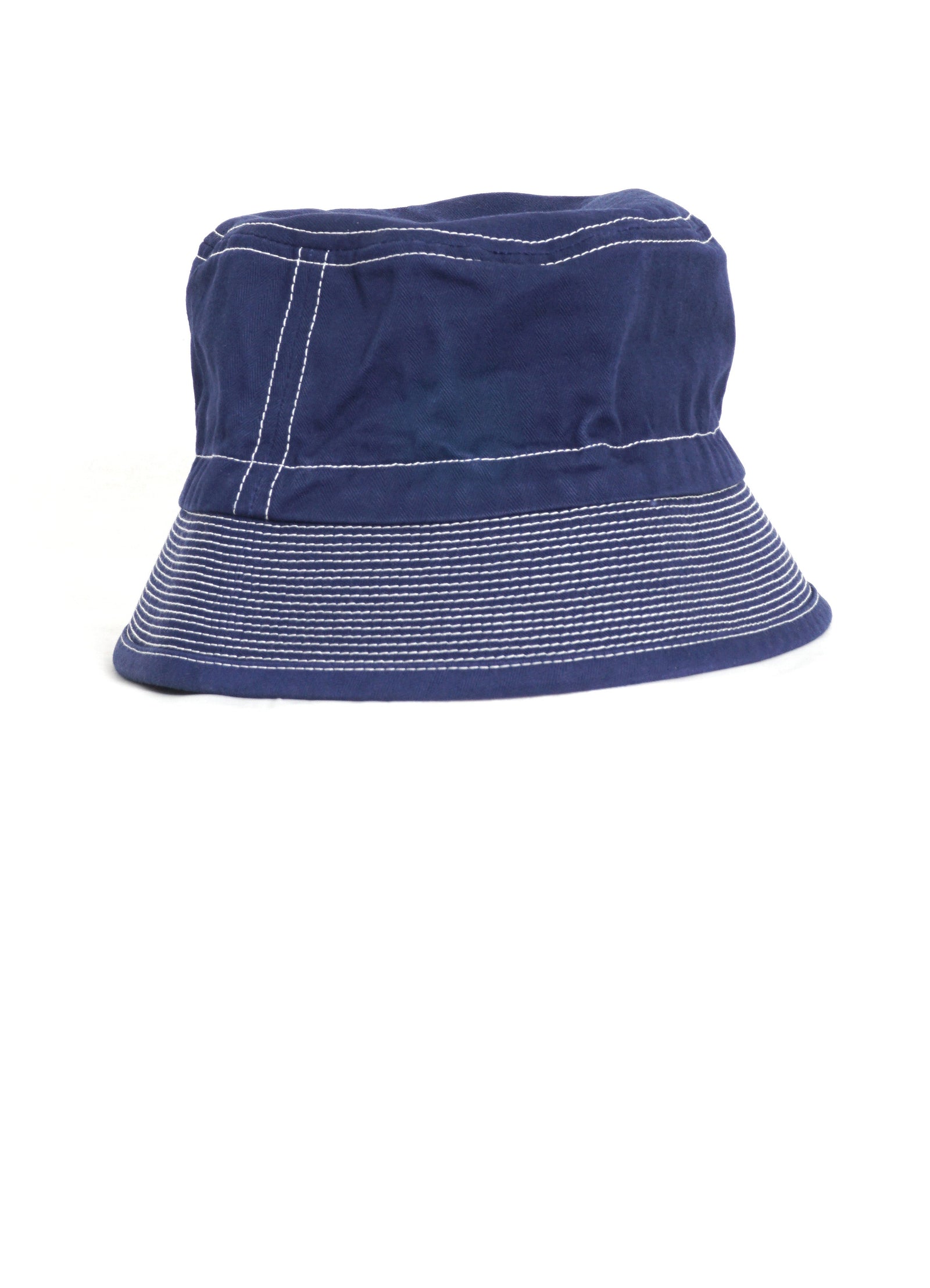 Cotton Herringbone Bucket Hat | Blue