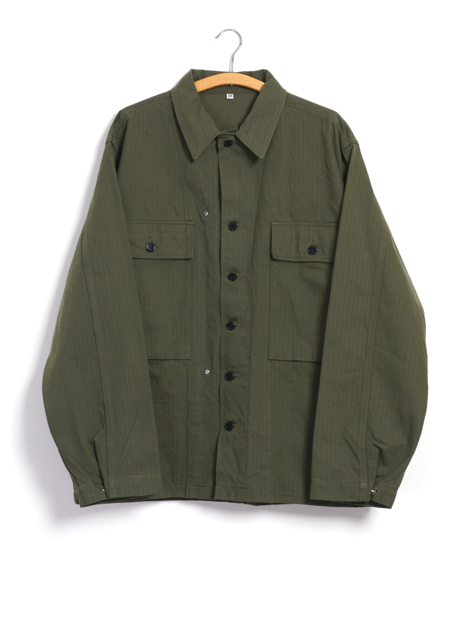 HERRINGBONE TWILL JACKET | Olive