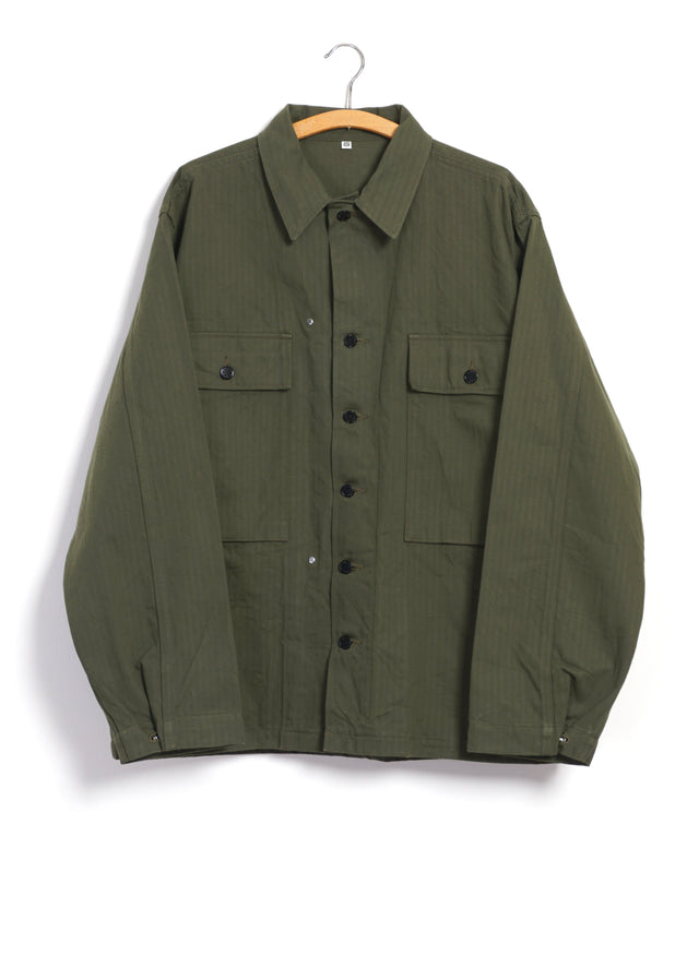 HERRINGBONE TWILL JACKET | Olive