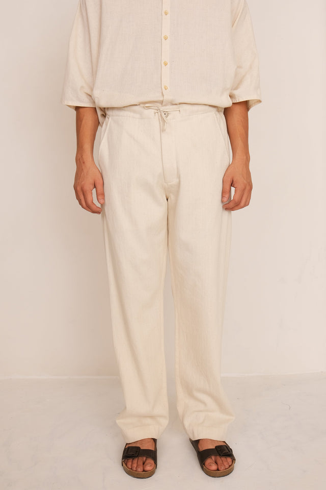 Ecru Denim Adjustable Pants