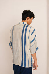 Ecru Silk Block Printed Shirt