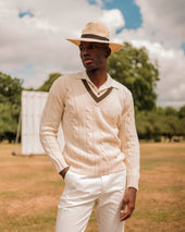Superfine Lambswool Cricket Sweater In And Olive