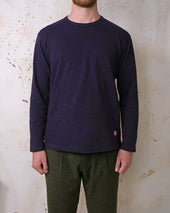 Eggplant Double Slub L S Pocket T Shirt