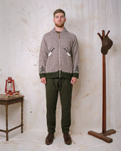 Goose Motif Zip Cardigan