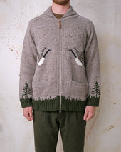 Goose Motif Zip Cardigan
