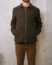 Bronze Houndstooth Zip Overshirt