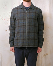 Grey Plaid Zip Overshirt