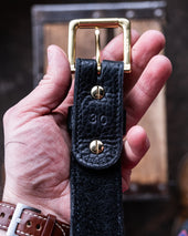 In Stock - American Bison Heritage Belt / Black Smooth Bison 1.5” / Waist Size 26 (Belt Size 30)