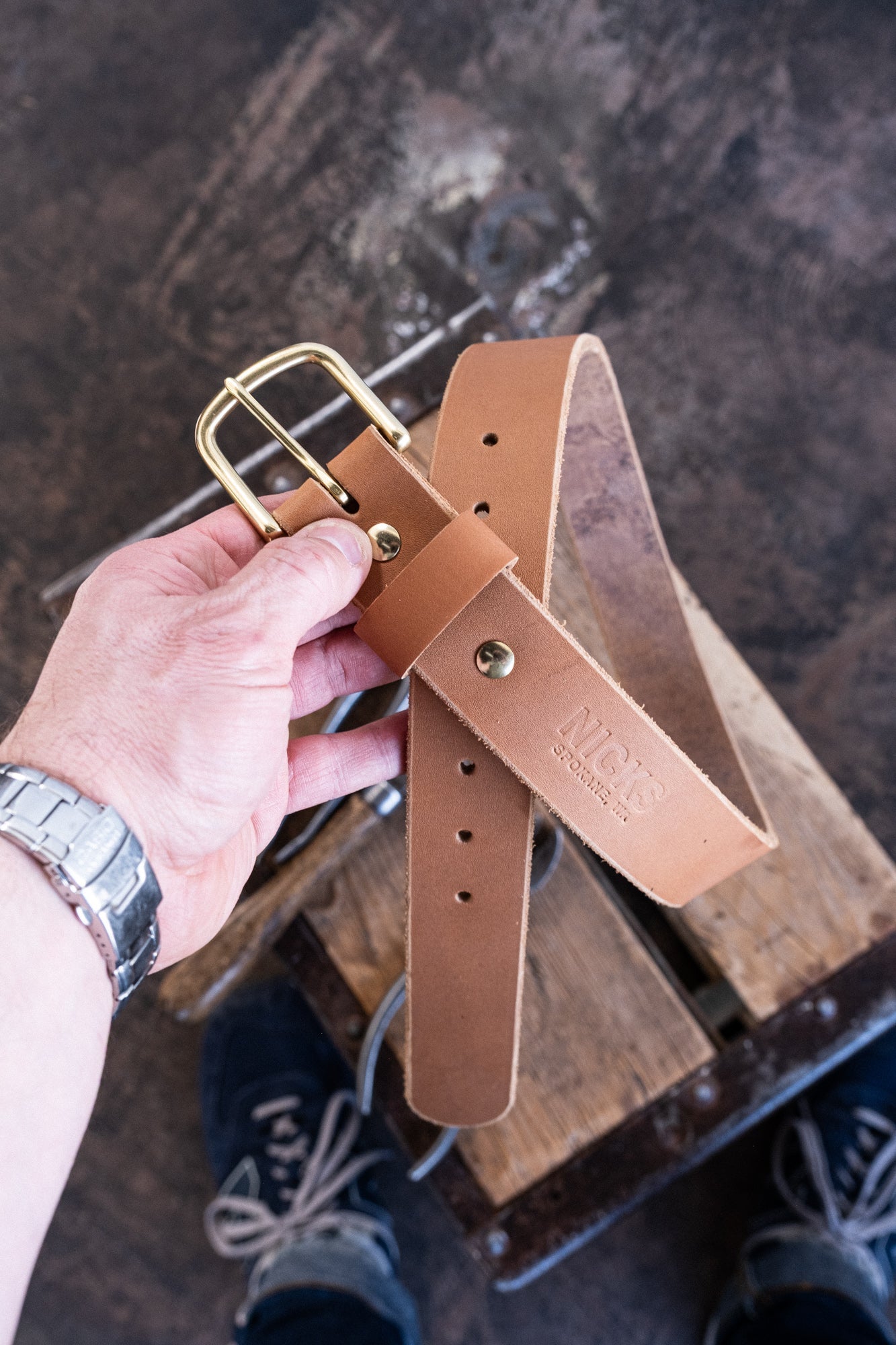 In Stock - Classic Work Belt / 1964 Tan / 1.5” / Waist Size 32 (Belt Size 36)