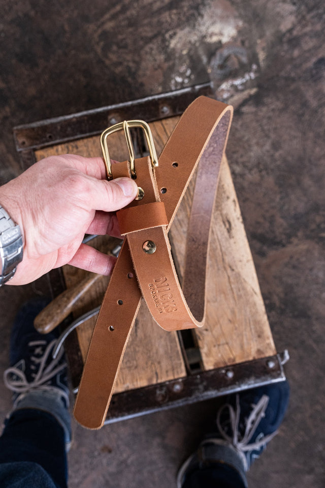 In Stock - Classic Work Belt / 1964 Tan / 1.25” / Waist Size 40 (Belt Size 44)