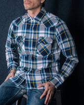 9oz Selvedge American Check Western Shirt - Blue