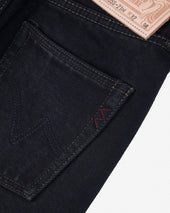 21oz Selvedge Denim Slim Cut Jeans - Indigo Overdyed Black (with Tonal Pocket Arcs)