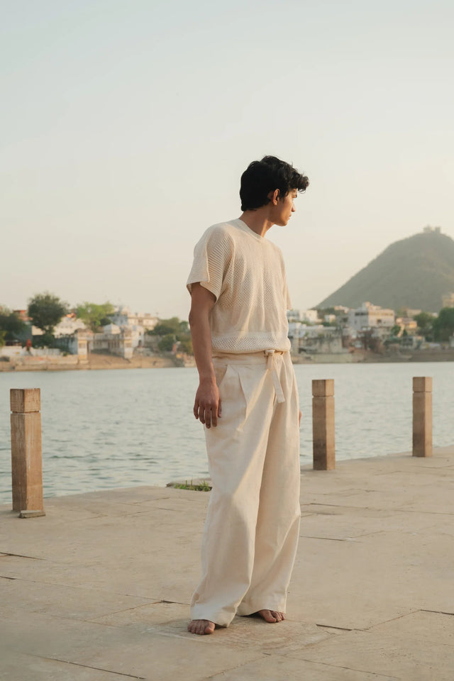 Ecru Zed Wide-Leg Trousers