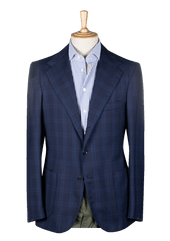 Blue & Azure Checked Unstructured Jacket
