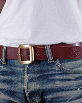 OGL Single Prong Garrison Buckle Leather Belt - Hand-Dyed Brown
