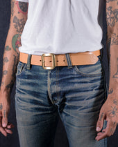 OGL Single Prong Garrison Buckle Leather Belt - Natural