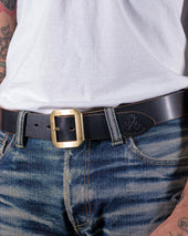 OGL Single Prong Garrison Buckle Leather Belt - Hand-Dyed Black