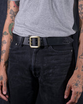 OGL Double Prong Garrison Buckle Leather Belt - Black