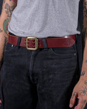 OGL Double Prong Garrison Buckle Leather Belt - Hand-Dyed Brown