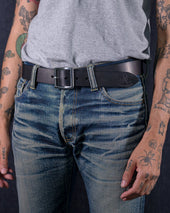 OGL Vintage Buckle Leather Belt - Black