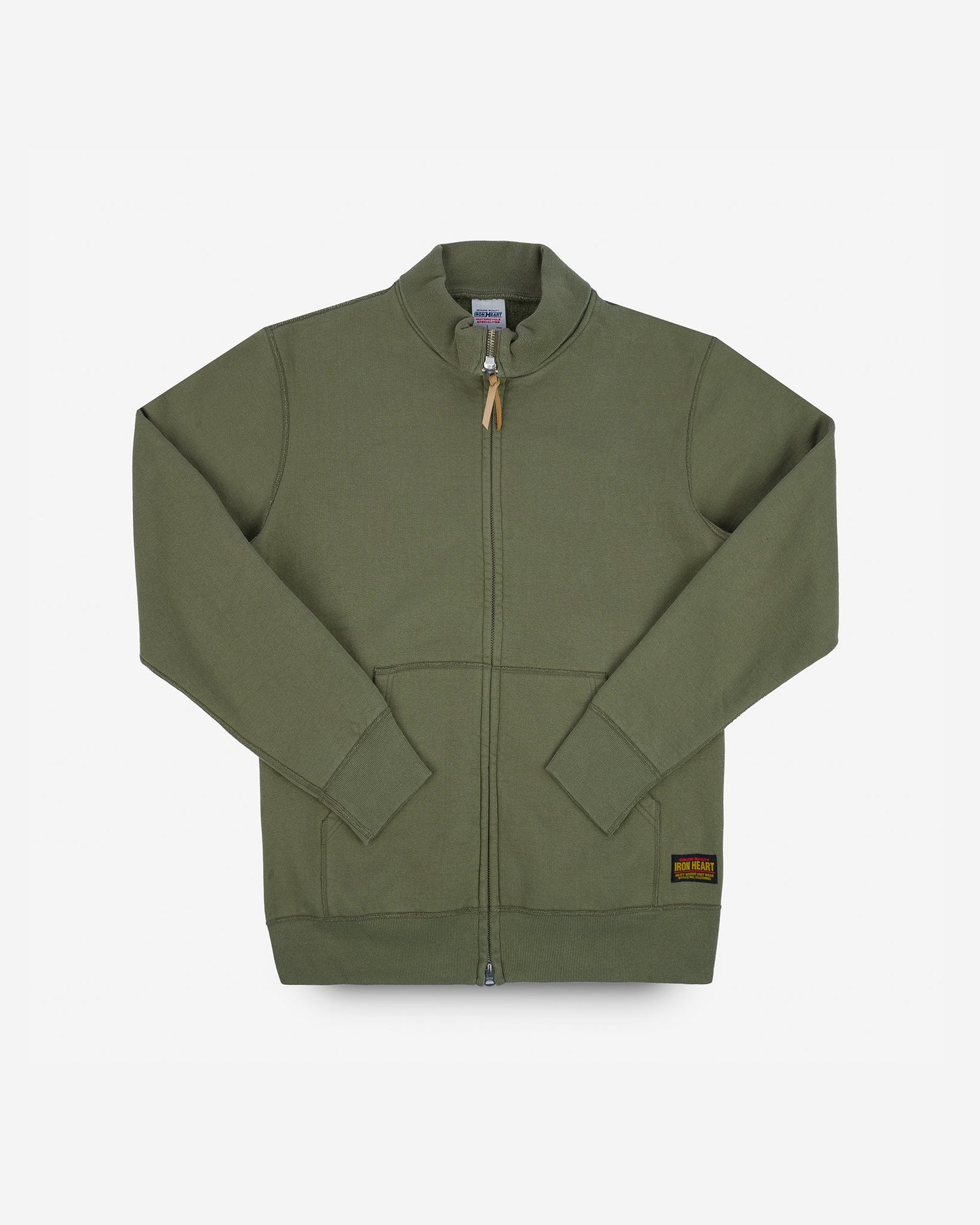 14oz Ultra Heavyweight Loopwheel Cotton Zip Up Sweater - Olive Green