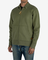14oz Ultra Heavyweight Loopwheel Cotton Zip Up Sweater - Olive Green