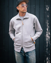 14oz Ultra Heavyweight Loopwheel Cotton Zip Up Sweater - Grey