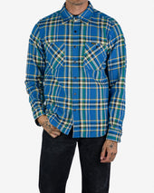Ultra Heavy Flannel Tartan Check Work Shirt - Blue