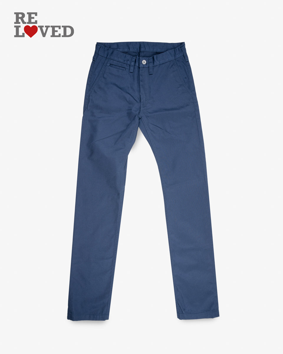9oz Mercerised Selvedge Cotton Relaxed Tapered Cut Chinos Tag 30 Hemmed To 35 0