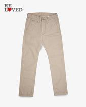 9oz Mercerised Selvedge Cotton Relaxed Tapered Cut Chinos - Khaki (IH-727-KHA) Tag 29, Hemmed to 28.5"
