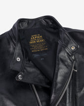Japanese Horsehide Double Motorcycle Jacket - Black (IHJ-128-BLK) Size XL