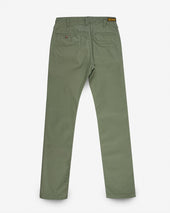 9oz Mercerised Selvedge Cotton Slim Tapered Chinos - Olive