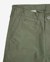 9oz Mercerised Selvedge Cotton Slim Tapered Chinos - Olive