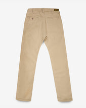 9oz Mercerised Selvedge Cotton Slim Tapered Chinos - Khaki
