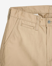 9oz Mercerised Selvedge Cotton Slim Tapered Chinos - Khaki