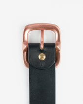 OGL Single Prong Copper Garrison Buckle Leather Belt - Full Dyed Black