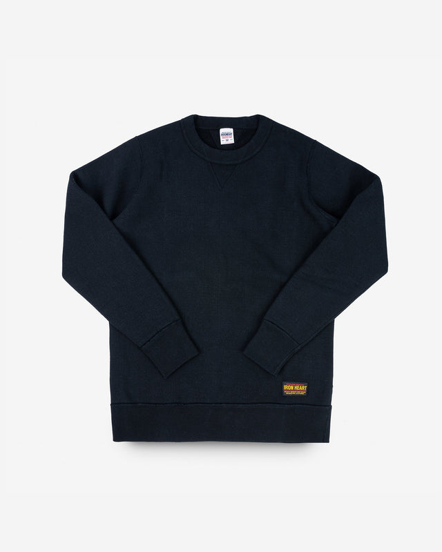 14oz Ultra Heavyweight Loopwheel Cotton Crew Neck Sweat - Black
