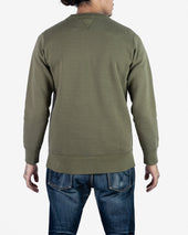 14oz Ultra Heavyweight Loopwheel Cotton Crew Neck Sweat - Olive