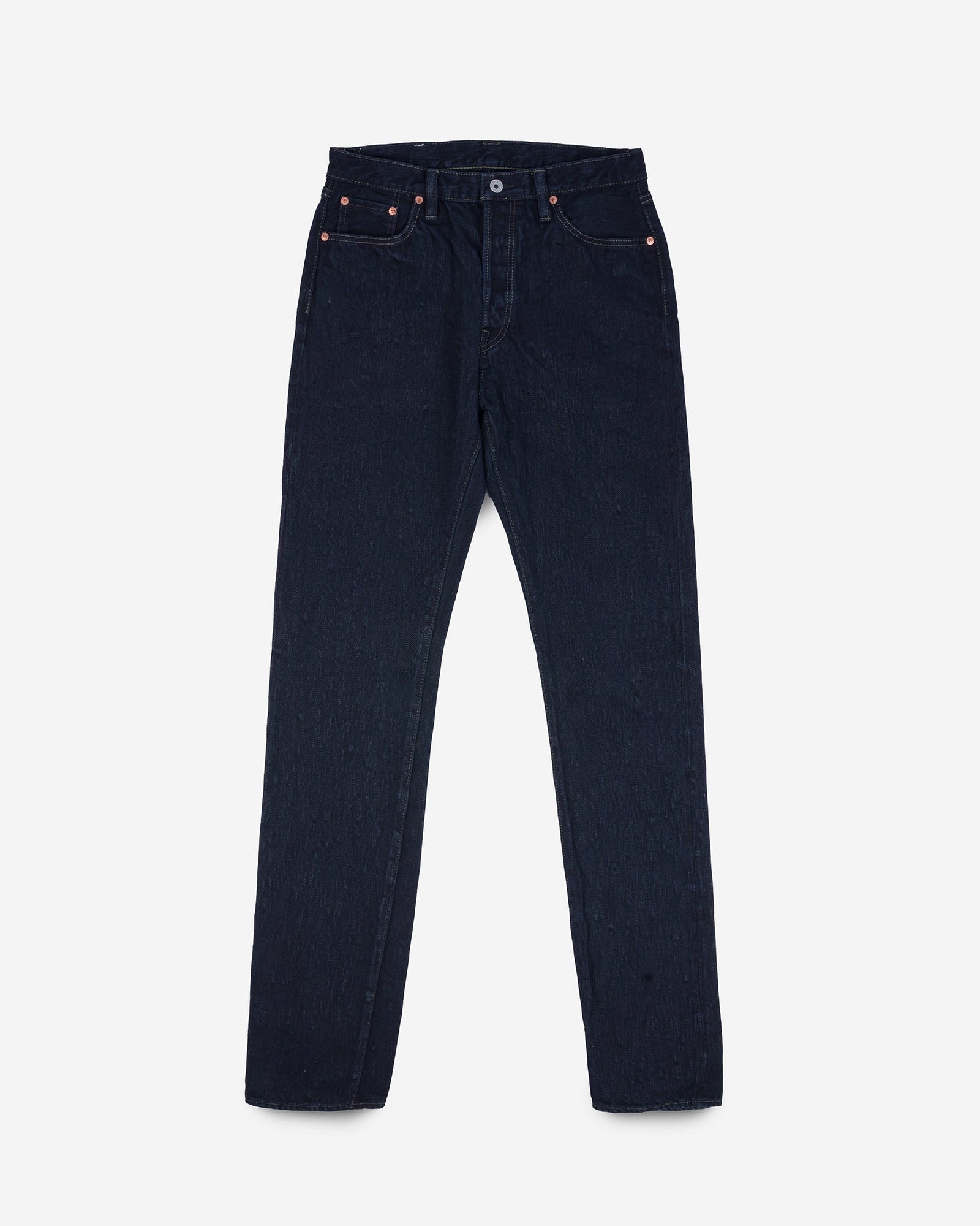 16oz Slubby Selvedge Denim Relaxed Tapered Cut Jeans - Indigo Overdyed Black