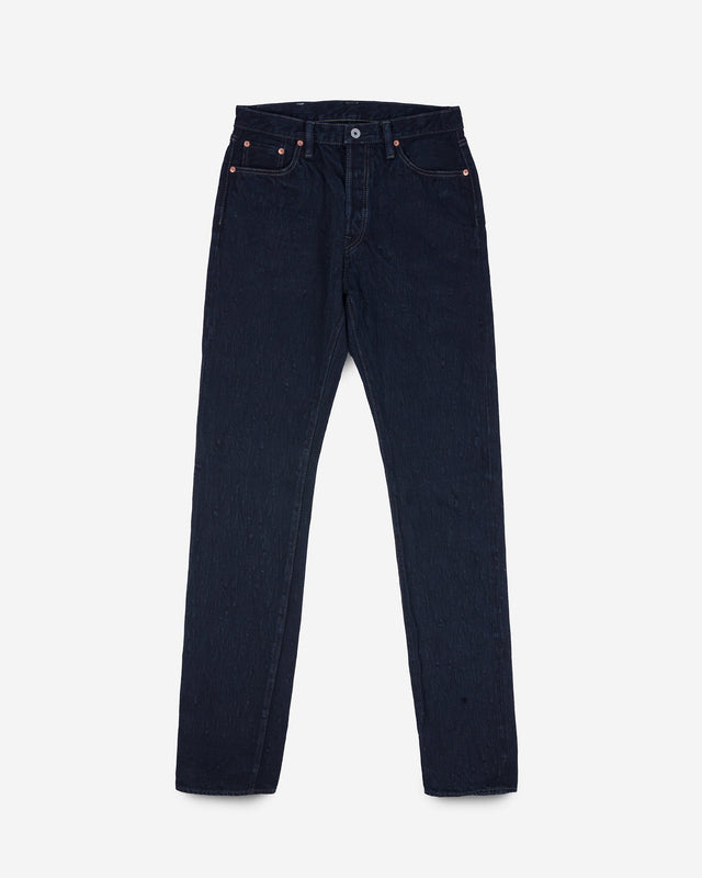16oz Slubby Selvedge Denim Relaxed Tapered Cut Jeans - Indigo Overdyed Black