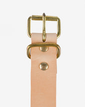 OGL Single Prong Brass Roller Buckle Leather Belt - Natural