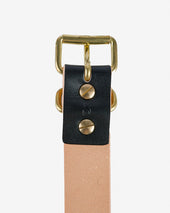 OGL Single Prong Brass Roller Buckle Leather Belt - Hand Dyed Black