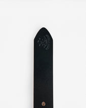 OGL Single Prong Brass Roller Buckle Leather Belt - Hand Dyed Black