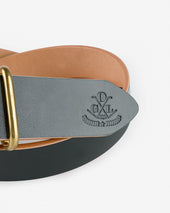 OGL Single Prong Brass Roller Buckle Leather Belt - Hand Dyed Black