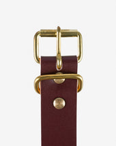 OGL Single Prong Brass Roller Buckle Leather Belt - Hand Dyed Brown