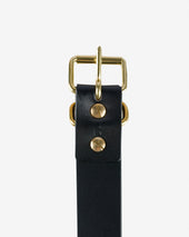 OGL Single Prong Brass Roller Buckle Leather Belt - Full Dyed Black